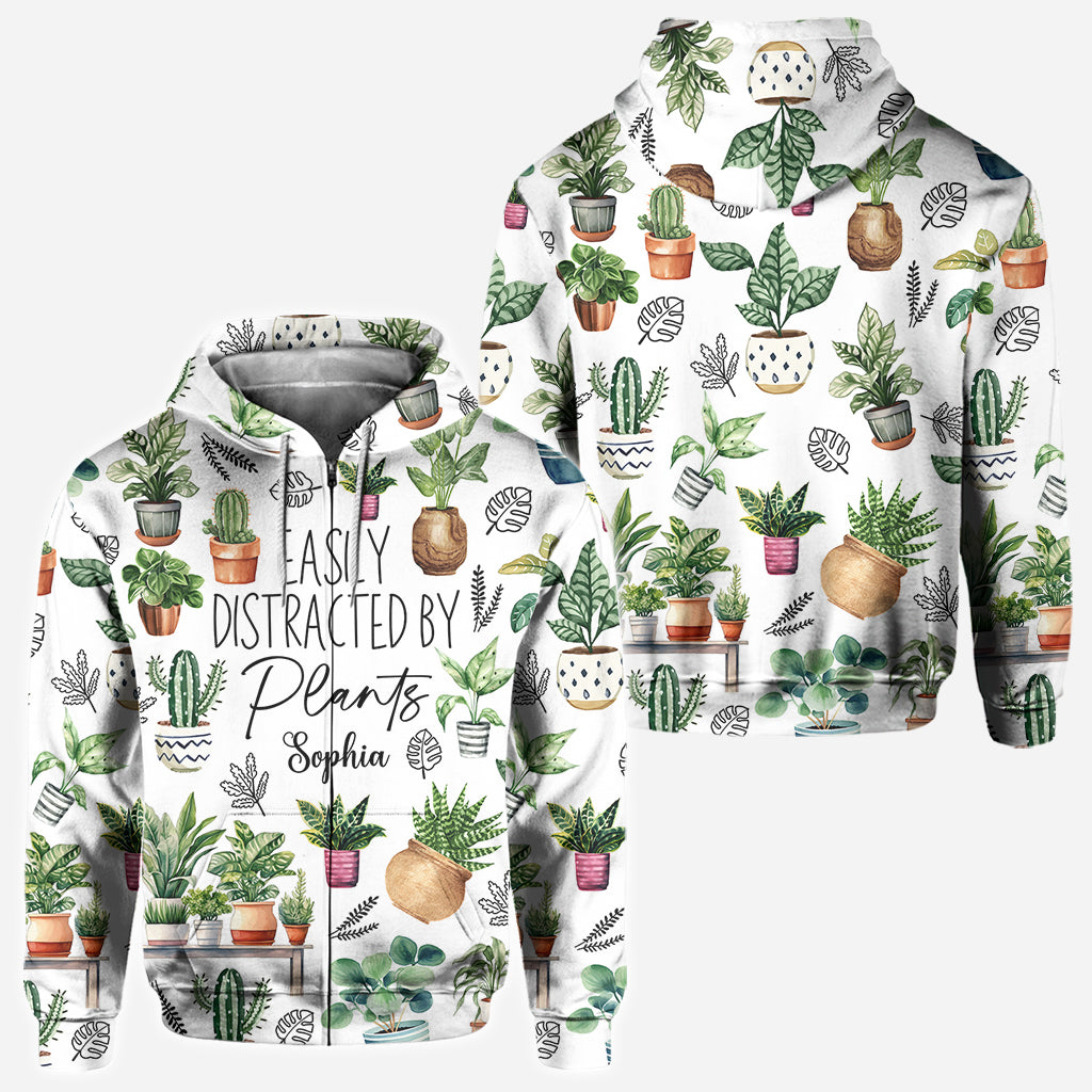Facilement distrait par les plantes - T-shirt personnalisé sur le thème du jardinage