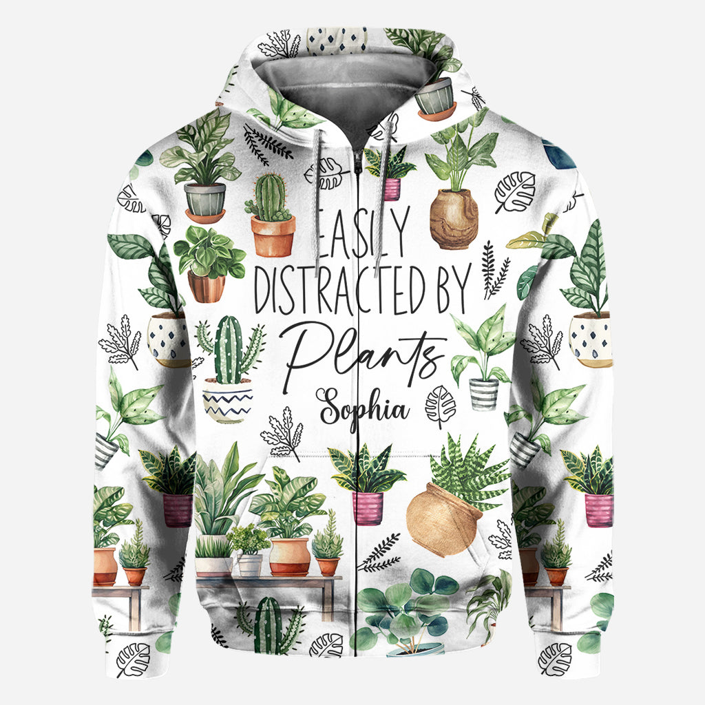 Facilement distrait par les plantes - T-shirt personnalisé sur le thème du jardinage