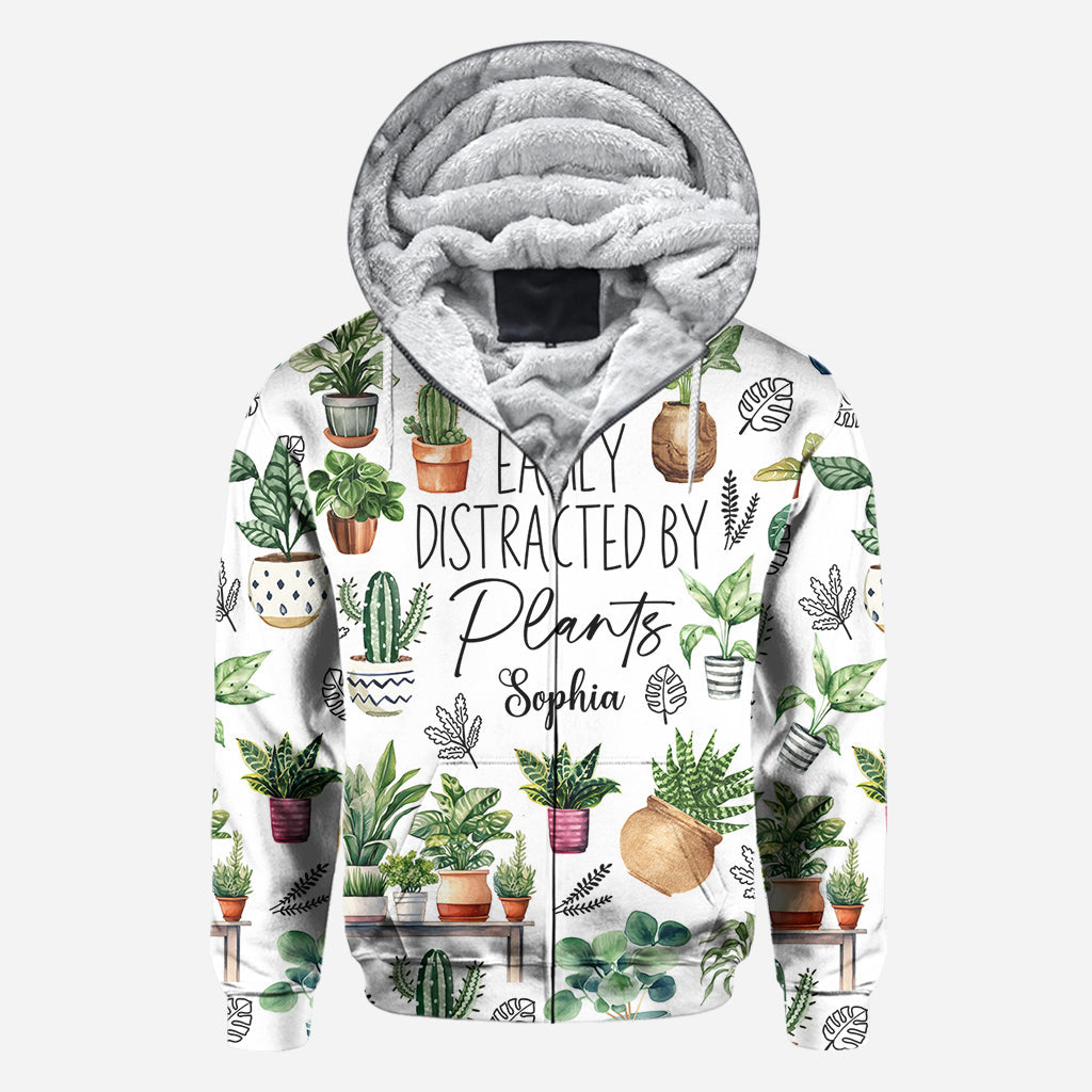 Facilement distrait par les plantes - T-shirt personnalisé sur le thème du jardinage