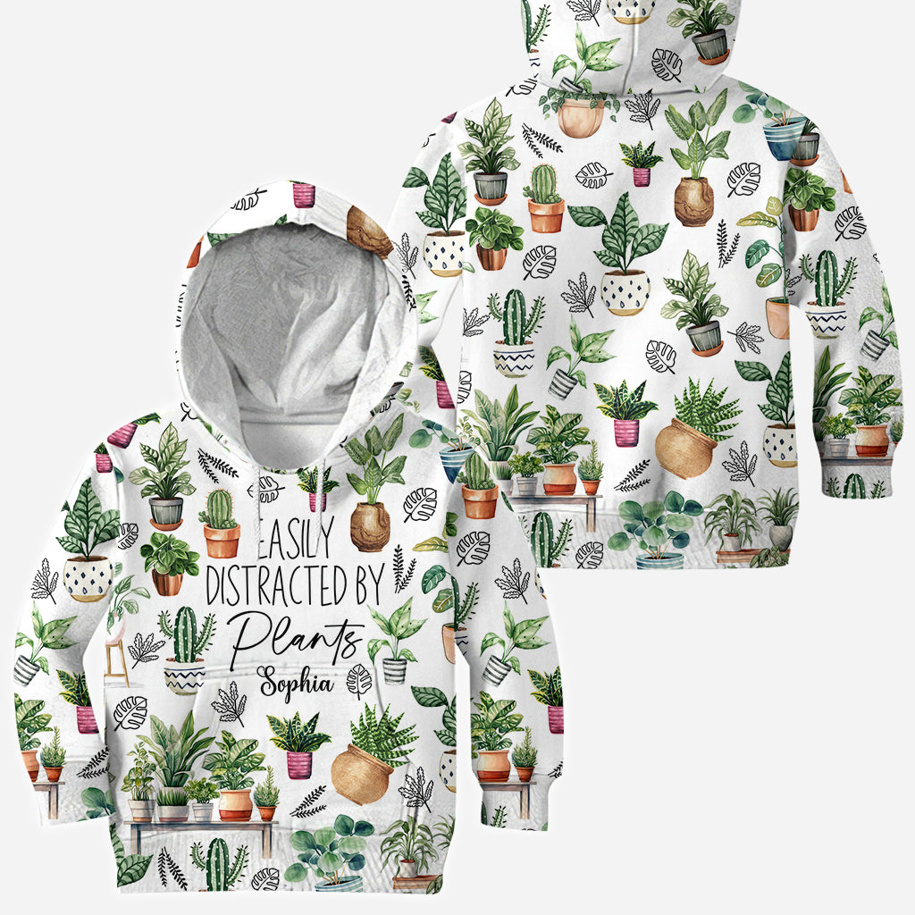 Facilement distrait par les plantes - T-shirt personnalisé sur le thème du jardinage