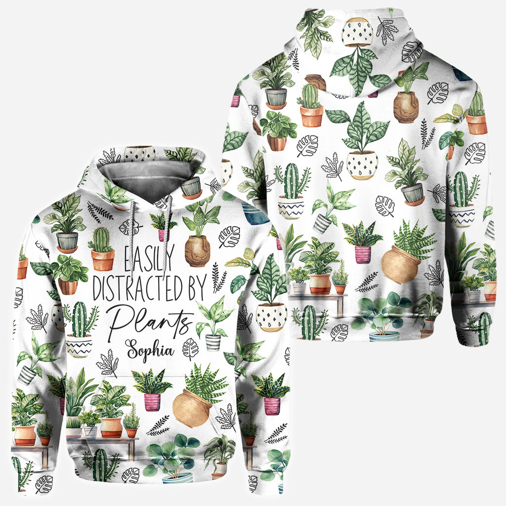 Facilement distrait par les plantes - T-shirt personnalisé sur le thème du jardinage