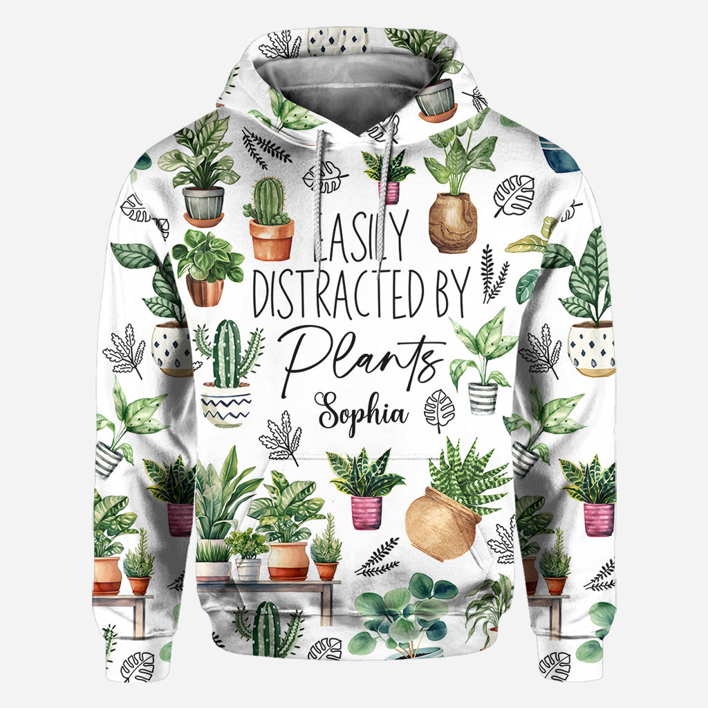 Facilement distrait par les plantes - T-shirt personnalisé sur le thème du jardinage