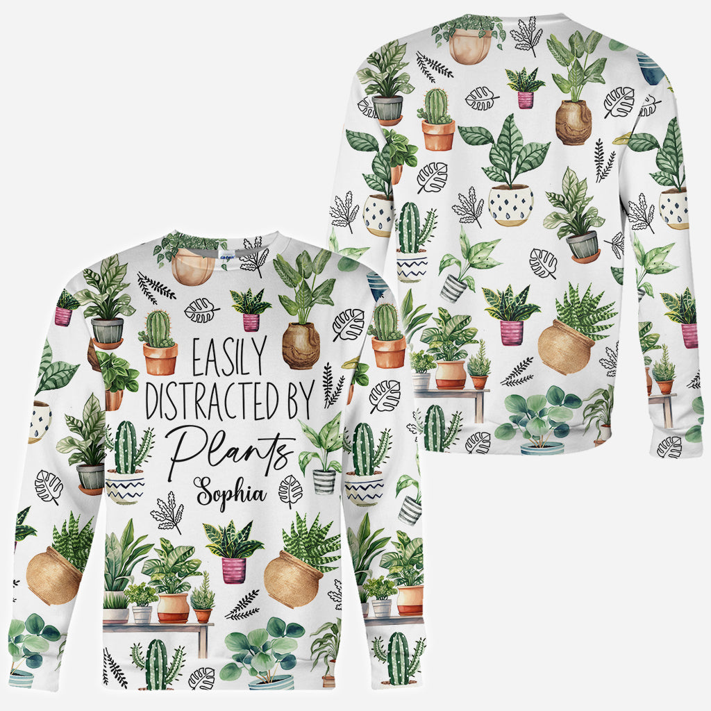Facilement distrait par les plantes - T-shirt personnalisé sur le thème du jardinage