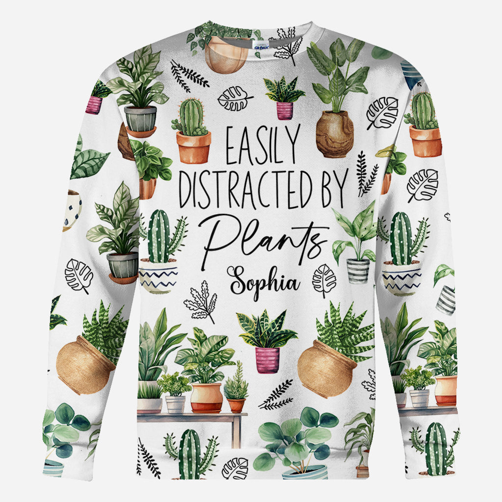 Facilement distrait par les plantes - T-shirt personnalisé sur le thème du jardinage