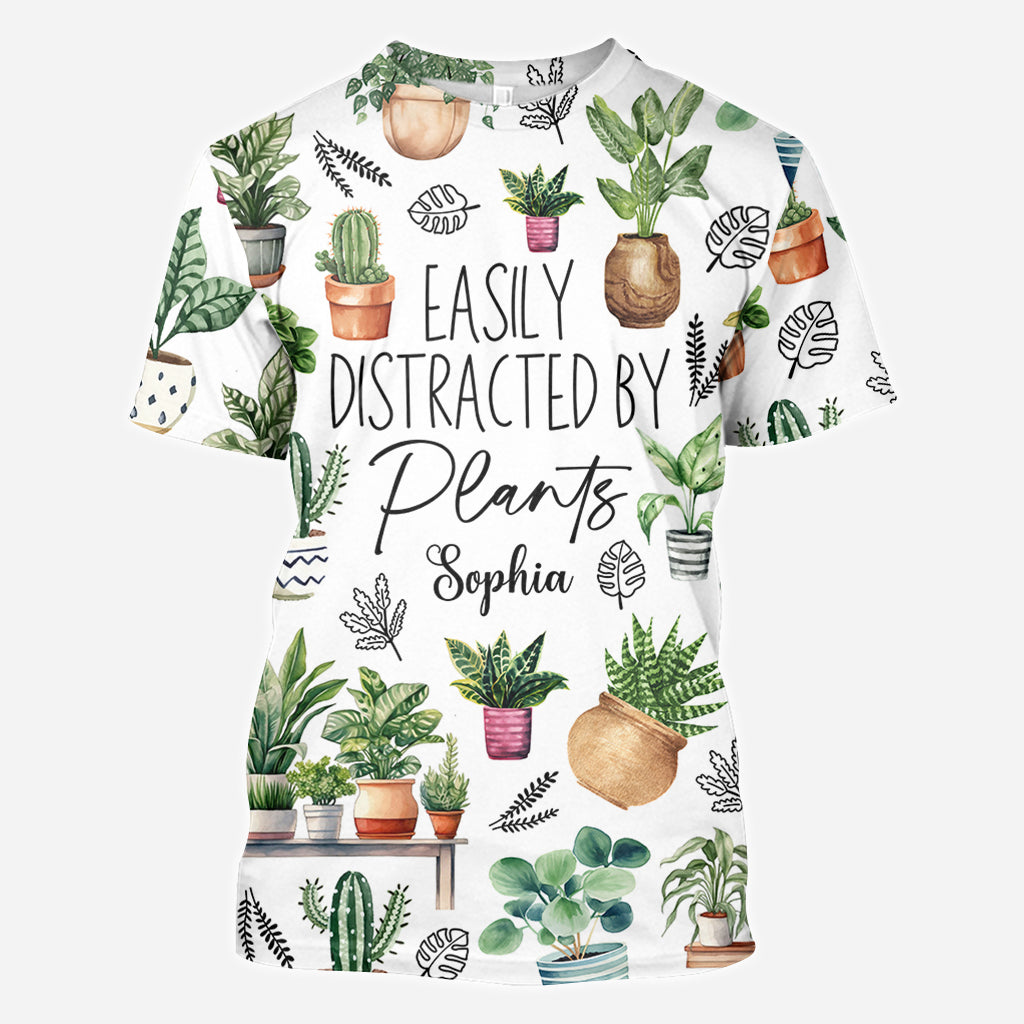 Facilement distrait par les plantes - T-shirt personnalisé sur le thème du jardinage