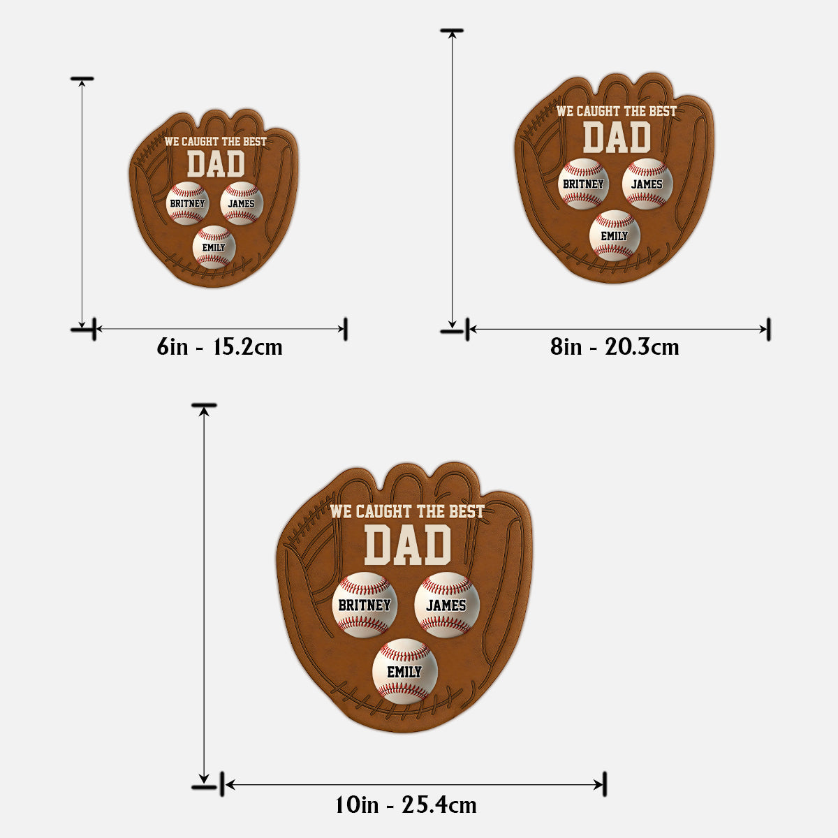 Papa Gant de Baseball - Panneau en Bois Personnalisé 2 Couches