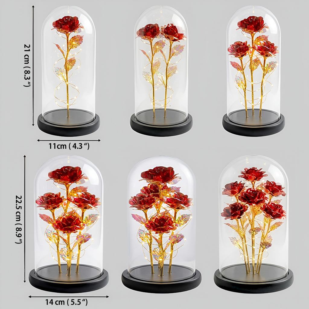 Enchanted Forest Mushroom - Personalized Witch Glowing Roses Glass Dome