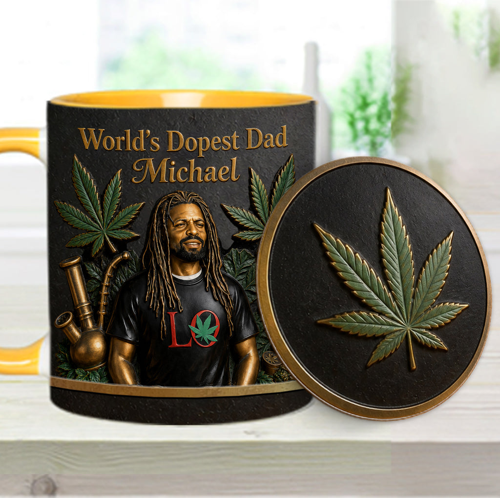 Le Meilleur Papa du Monde - Mug Accent Personnalisé & Sous-Verre