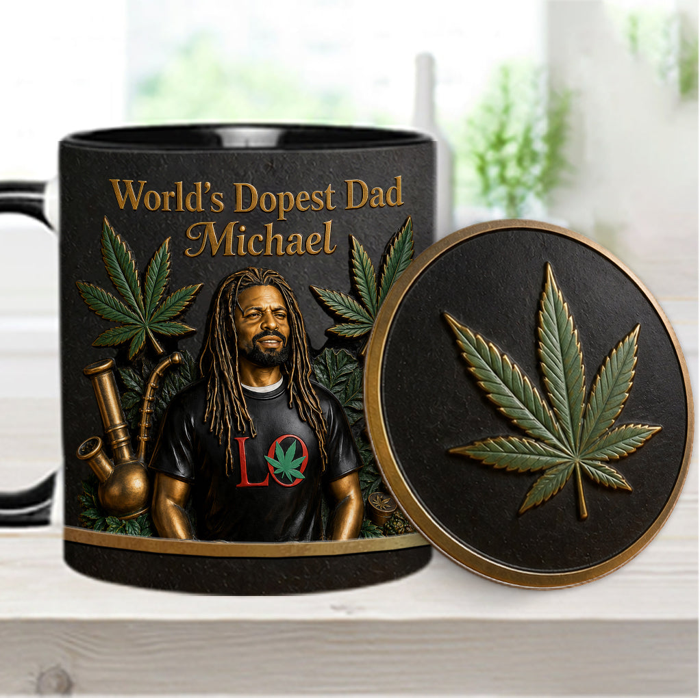 Le Meilleur Papa du Monde - Mug Accent Personnalisé & Sous-Verre