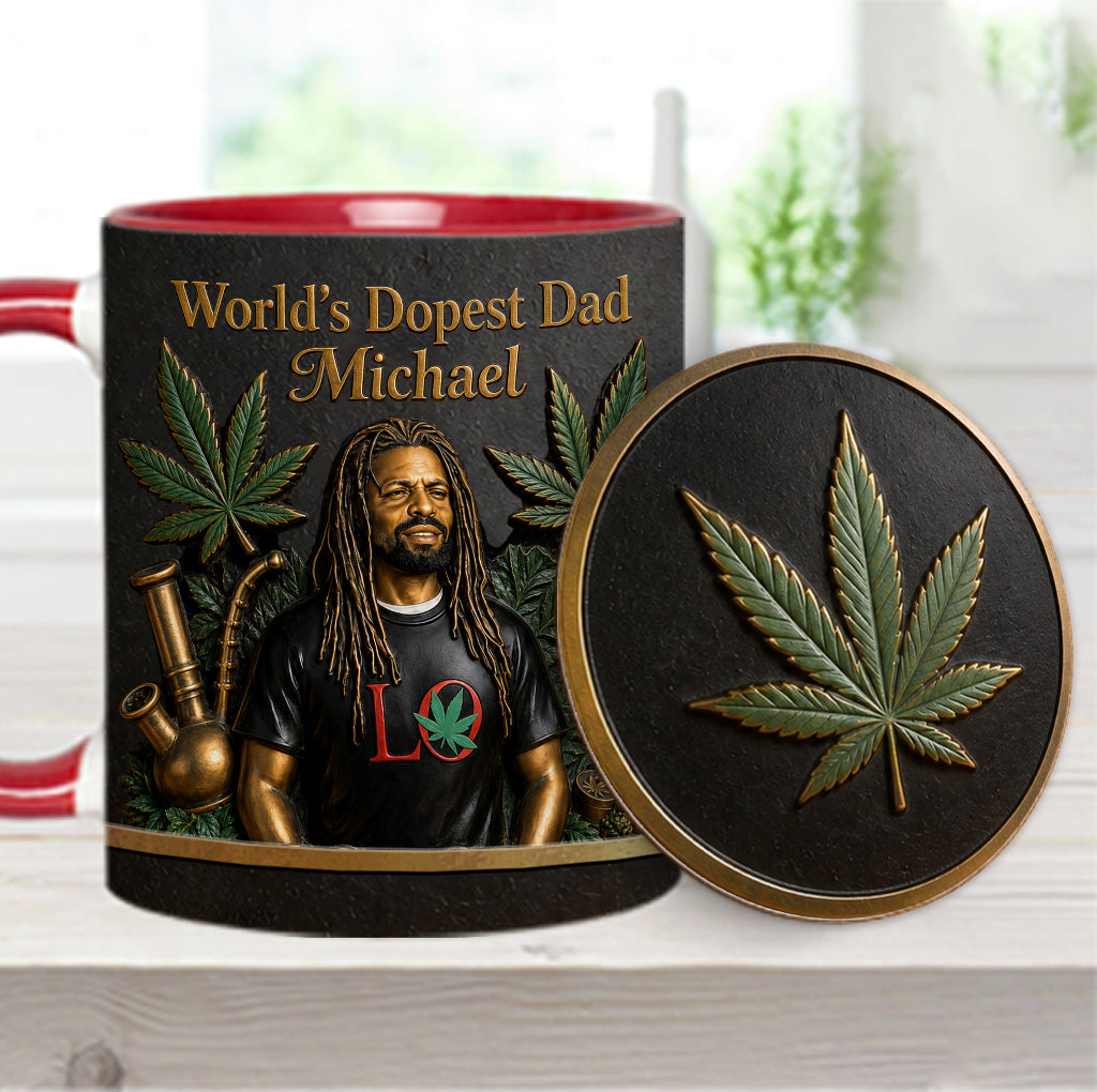 Le Meilleur Papa du Monde - Mug Accent Personnalisé & Sous-Verre