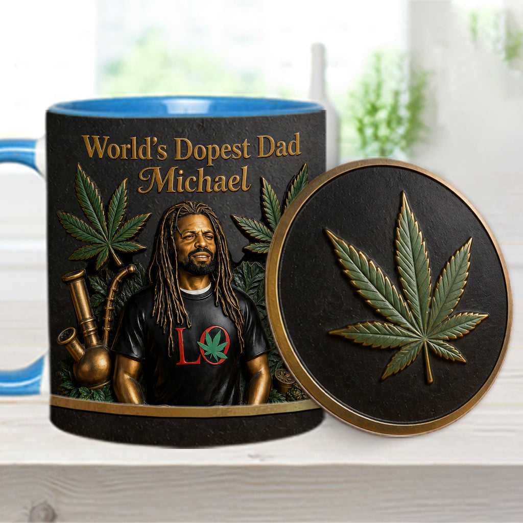 Le Meilleur Papa du Monde - Mug Accent Personnalisé & Sous-Verre