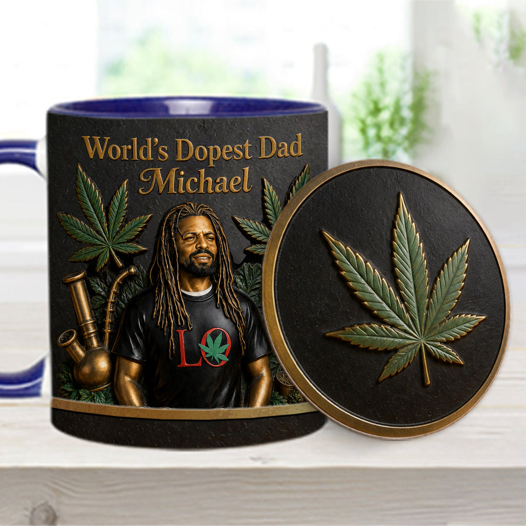 Le Meilleur Papa du Monde - Mug Accent Personnalisé & Sous-Verre