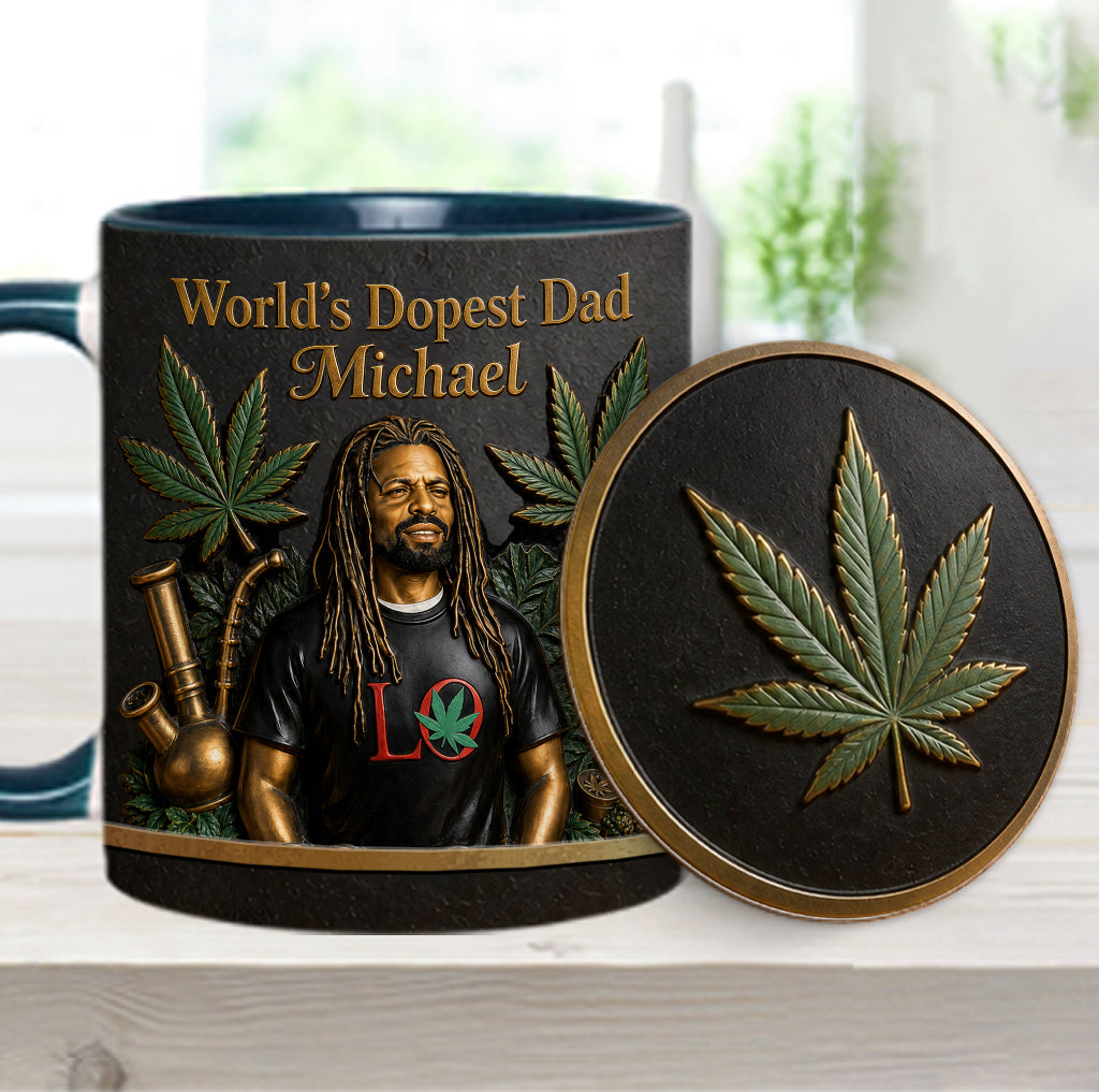 Le Meilleur Papa du Monde - Mug Accent Personnalisé & Sous-Verre