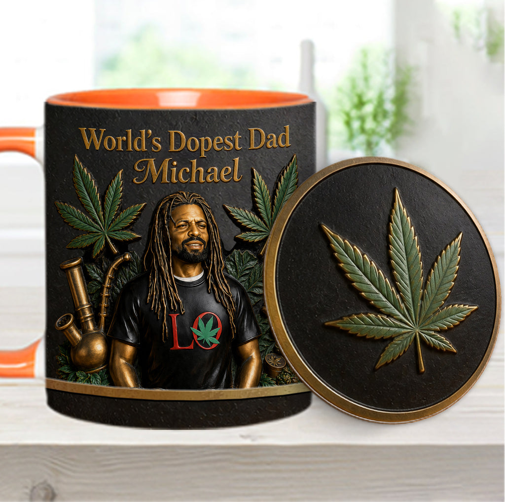 Le Meilleur Papa du Monde - Mug Accent Personnalisé & Sous-Verre