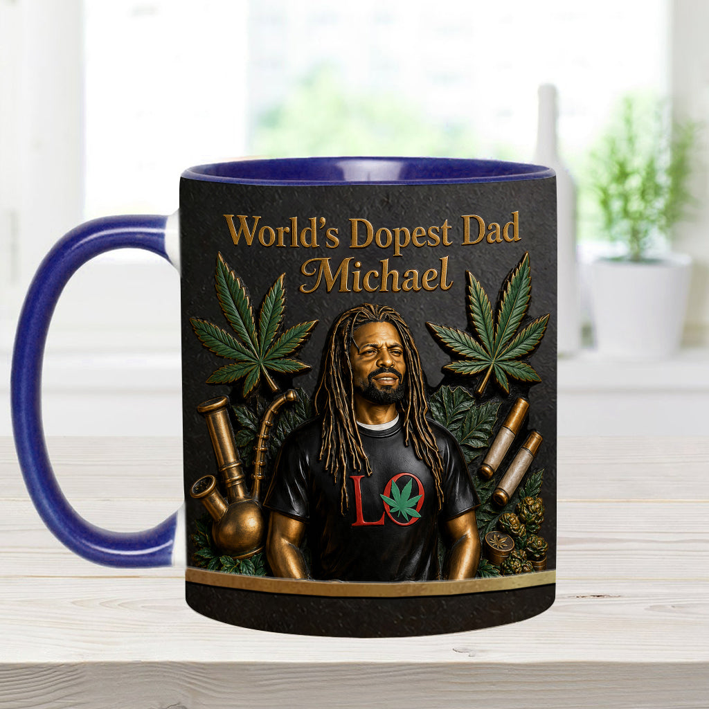 Le Meilleur Papa du Monde - Mug Accent Personnalisé & Sous-Verre