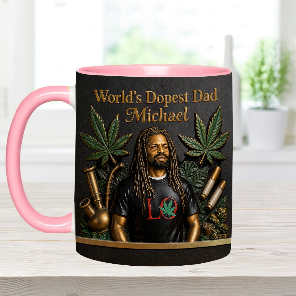 Le Meilleur Papa du Monde - Mug Accent Personnalisé & Sous-Verre