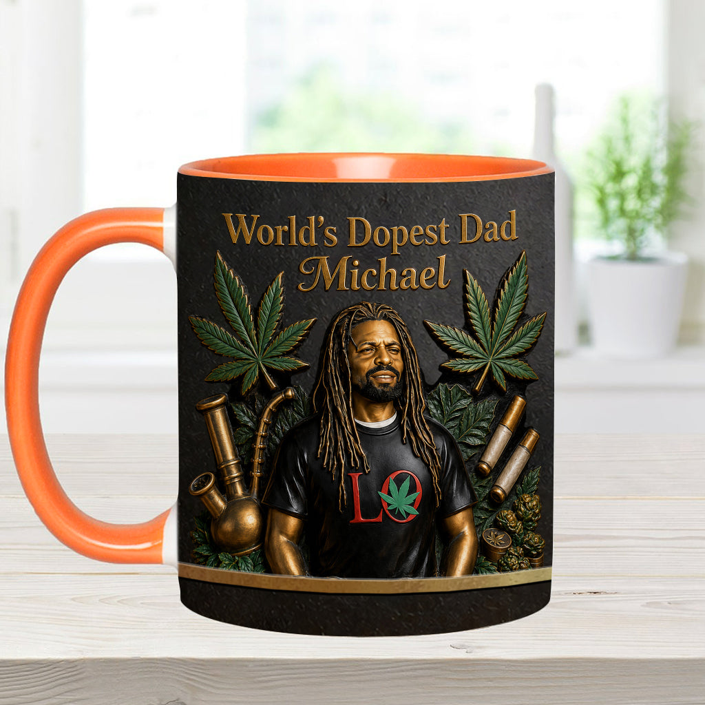 Le Meilleur Papa du Monde - Mug Accent Personnalisé & Sous-Verre