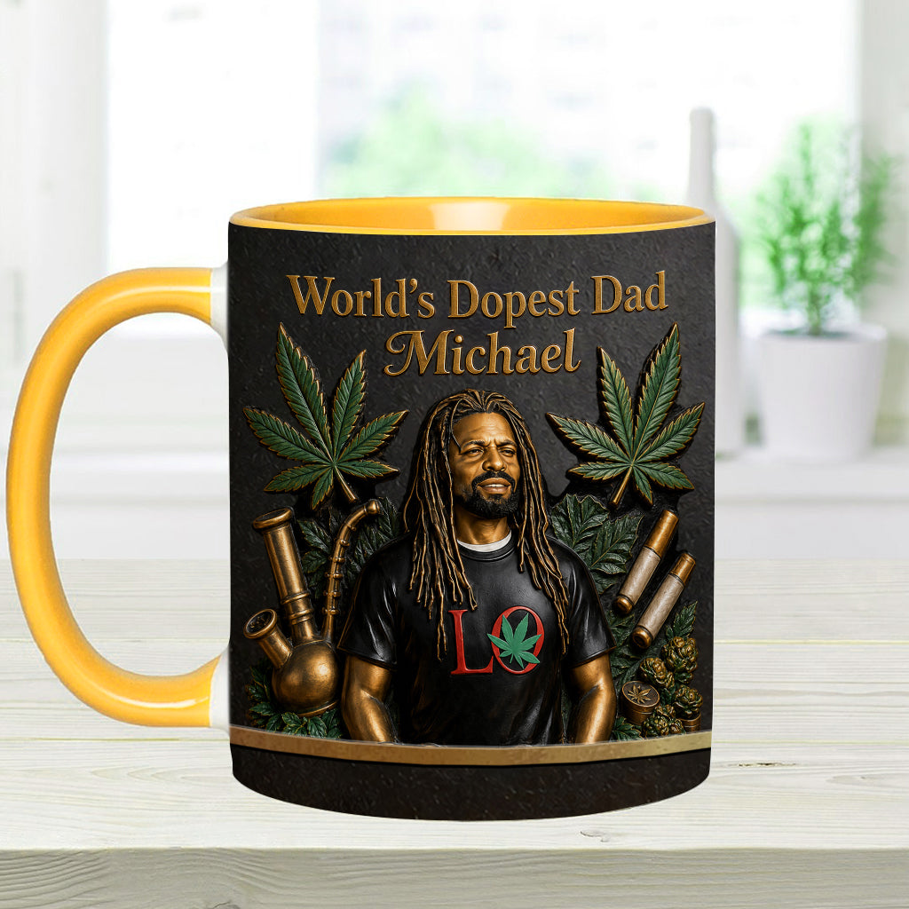 Le Meilleur Papa du Monde - Mug Accent Personnalisé & Sous-Verre