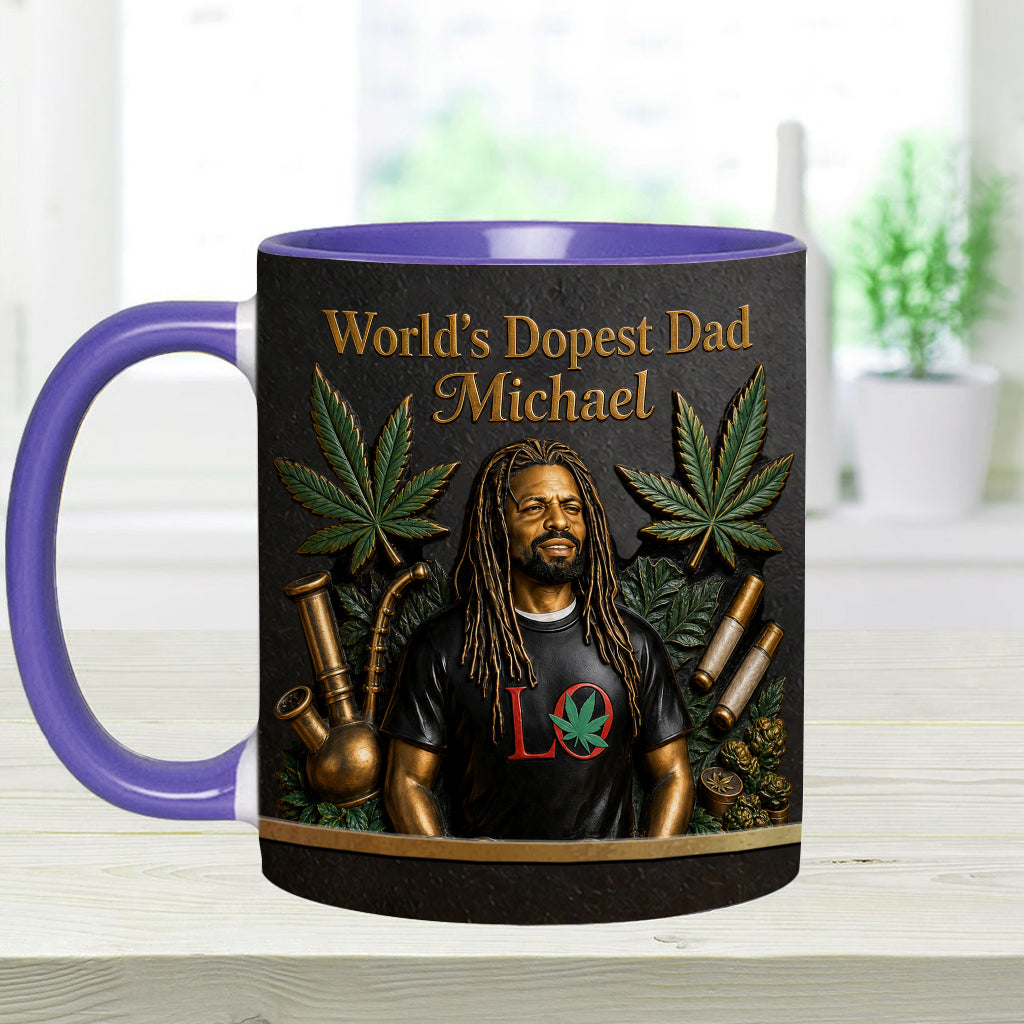 Le Meilleur Papa du Monde - Mug Accent Personnalisé & Sous-Verre