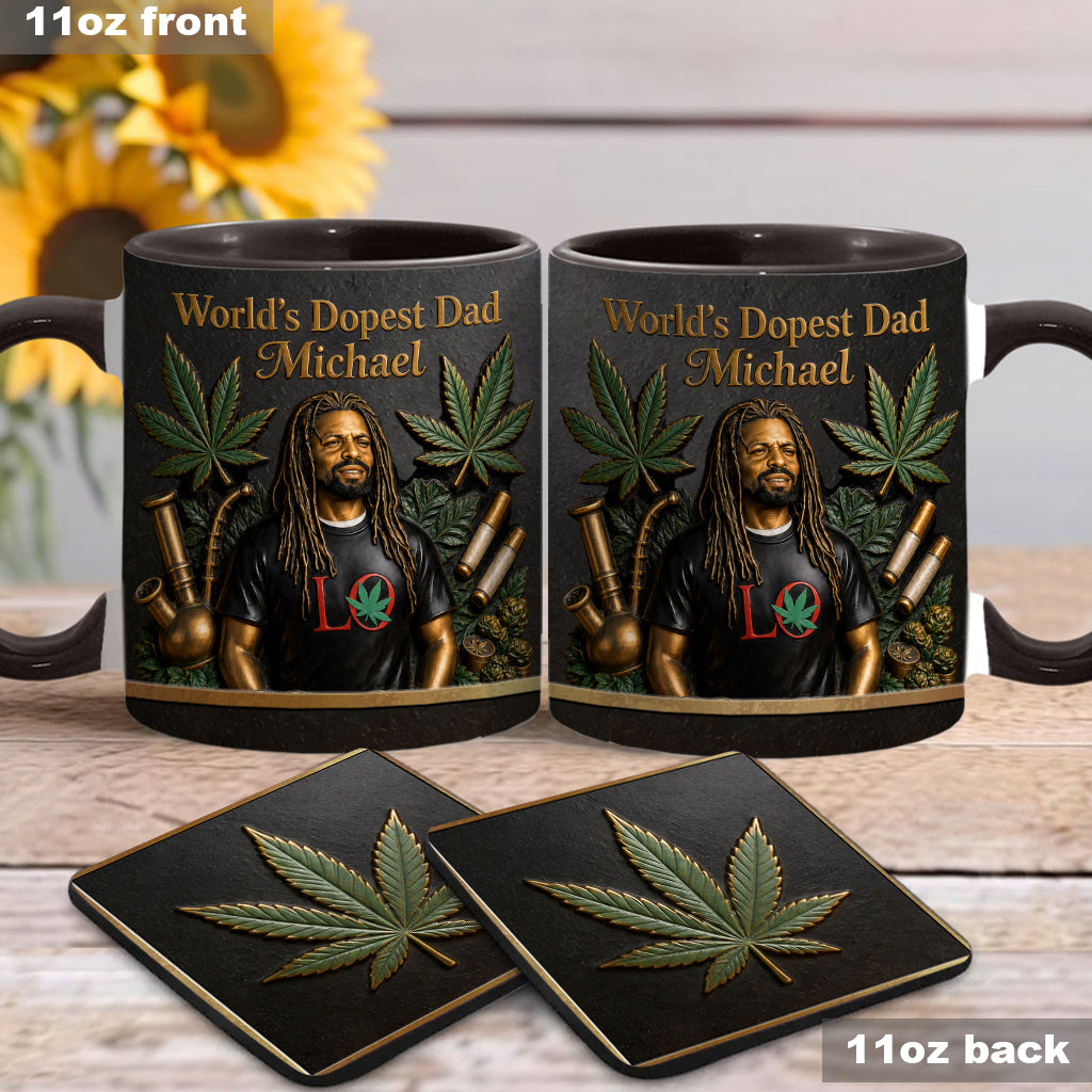 Le Meilleur Papa du Monde - Mug Accent Personnalisé & Sous-Verre