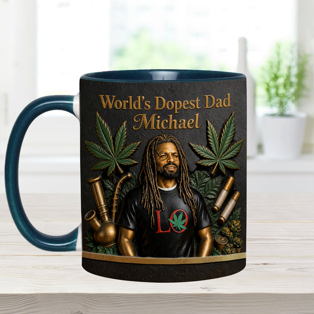 Le Meilleur Papa du Monde - Mug Accent Personnalisé & Sous-Verre