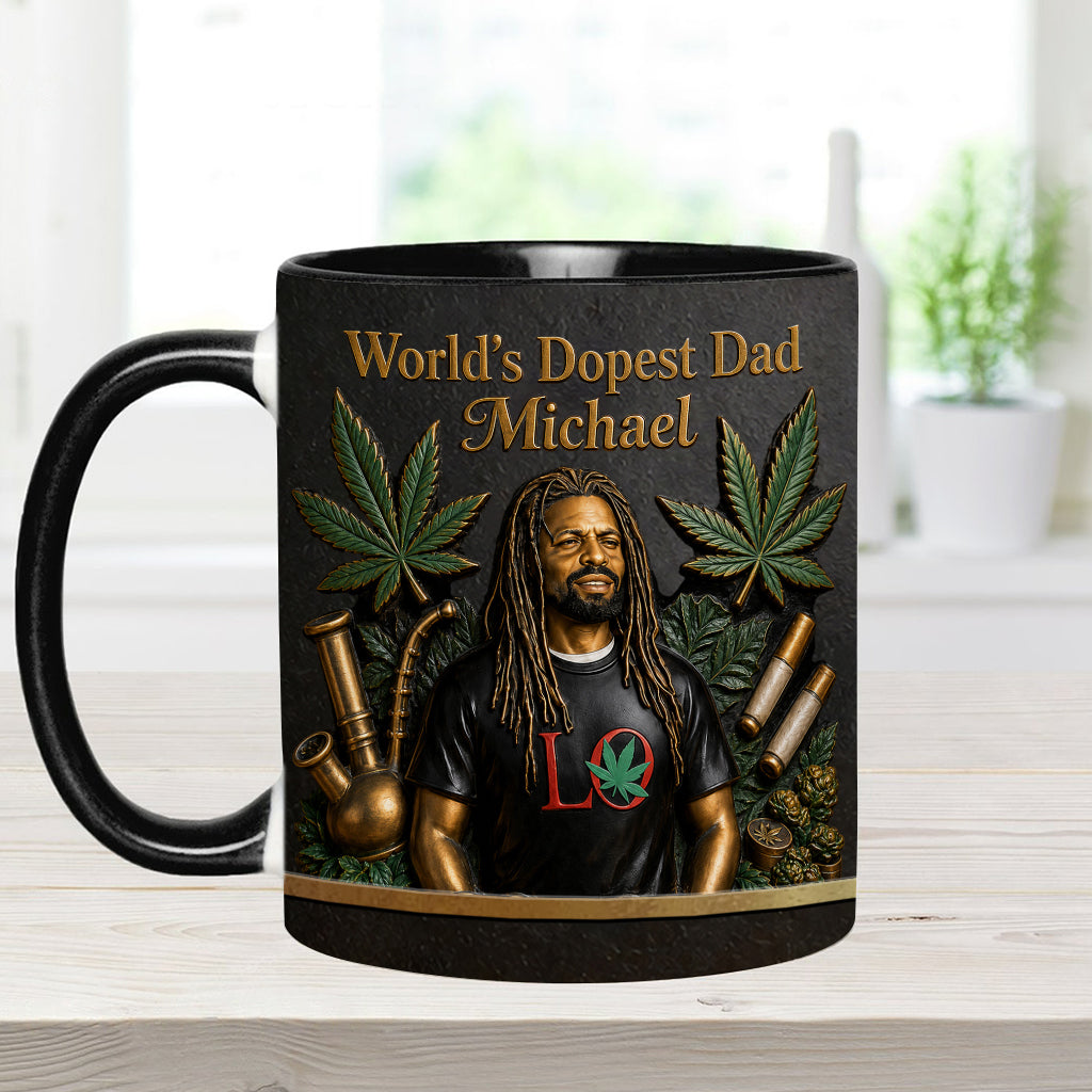 Le Meilleur Papa du Monde - Mug Accent Personnalisé & Sous-Verre