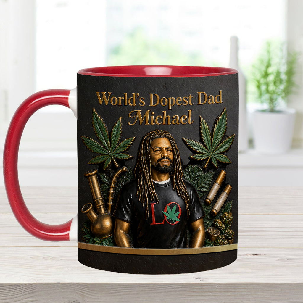 Le Meilleur Papa du Monde - Mug Accent Personnalisé & Sous-Verre
