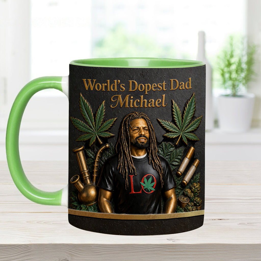 Le Meilleur Papa du Monde - Mug Accent Personnalisé & Sous-Verre