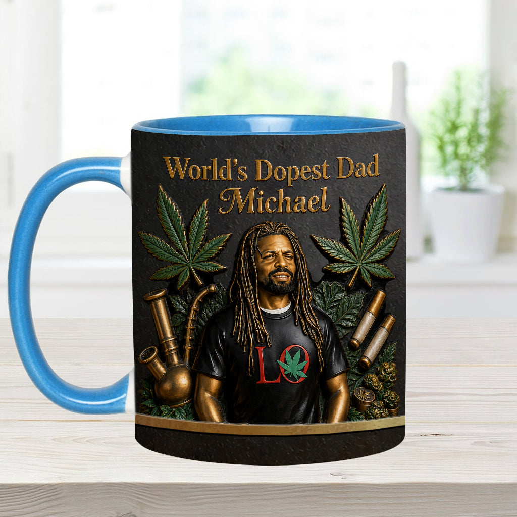 Le Meilleur Papa du Monde - Mug Accent Personnalisé & Sous-Verre