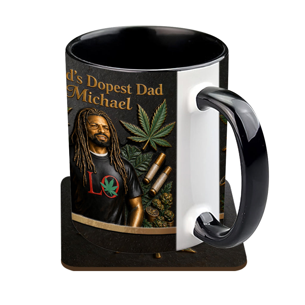 Le Meilleur Papa du Monde - Mug Accent Personnalisé & Sous-Verre
