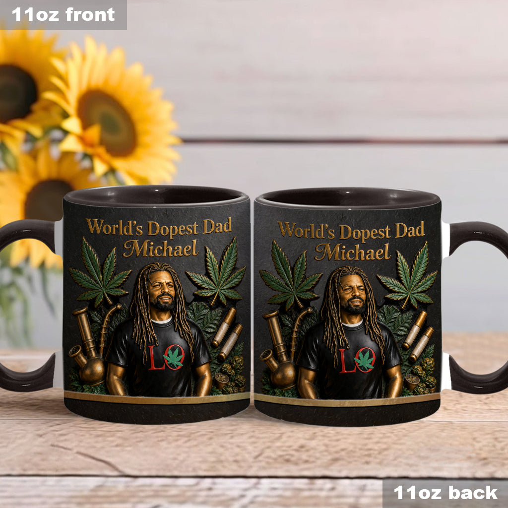 Le Meilleur Papa du Monde - Mug Accent Personnalisé & Sous-Verre