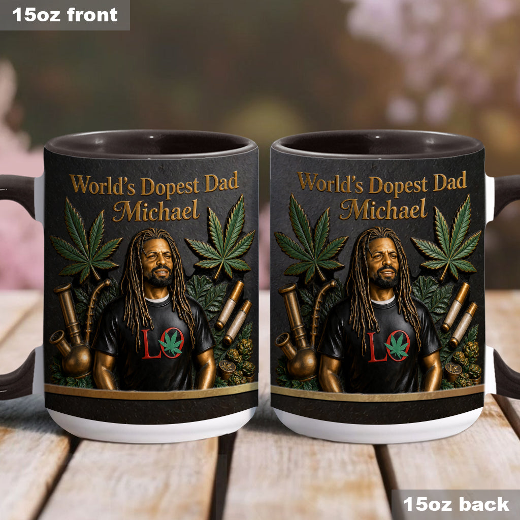Le Meilleur Papa du Monde - Mug Accent Personnalisé & Sous-Verre