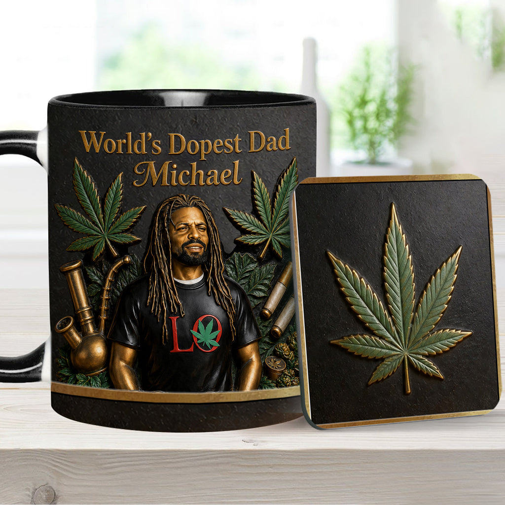 Le Meilleur Papa du Monde - Mug Accent Personnalisé & Sous-Verre