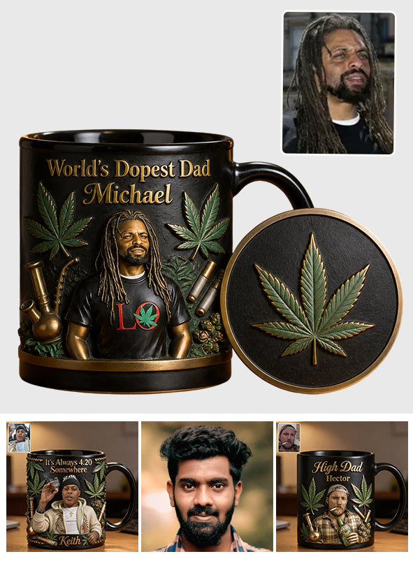 Le Meilleur Papa du Monde - Mug Accent Personnalisé & Sous-Verre