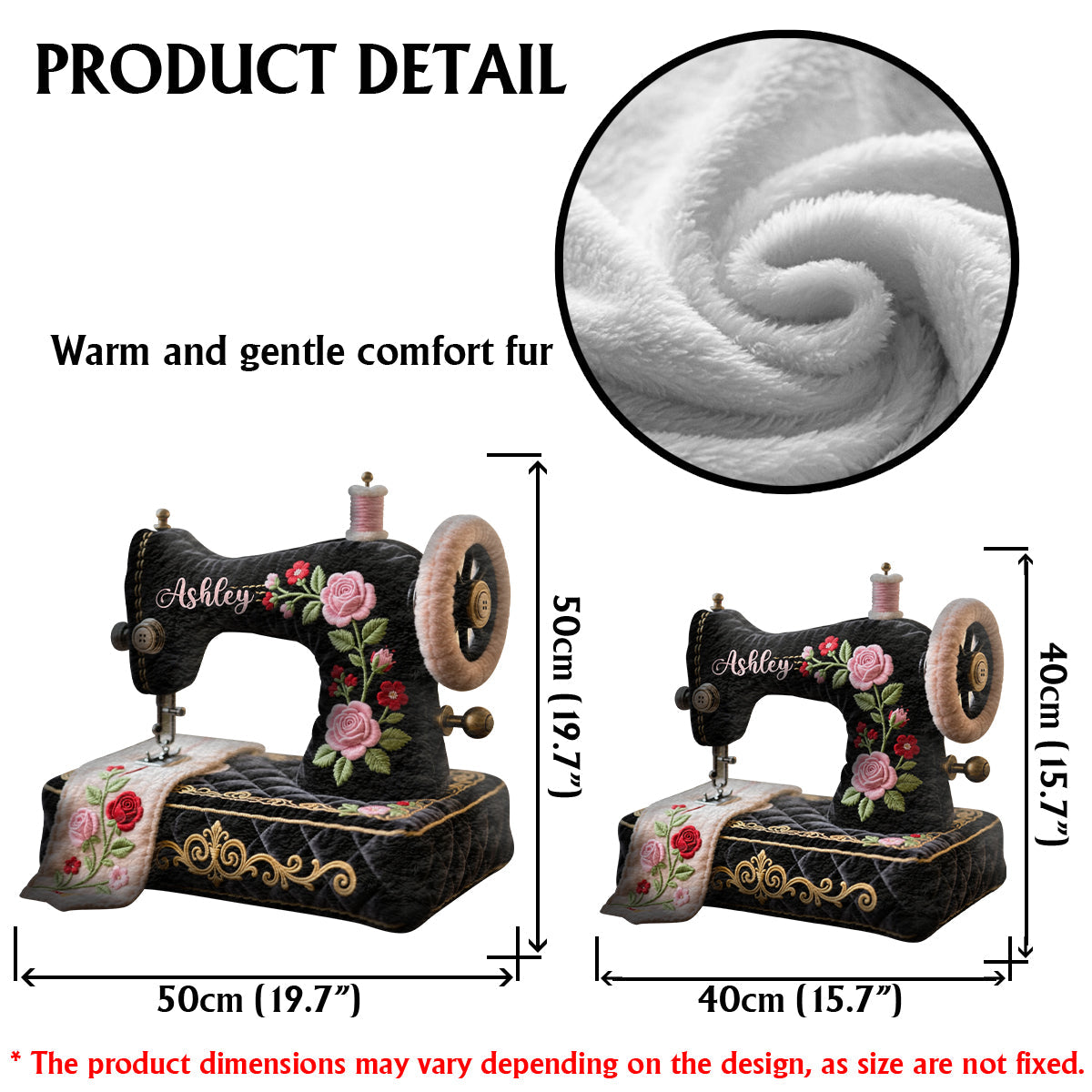 Cadeau idéal pour les passionnées de couture : coussin en fausse fourrure personnalisé en forme de couture