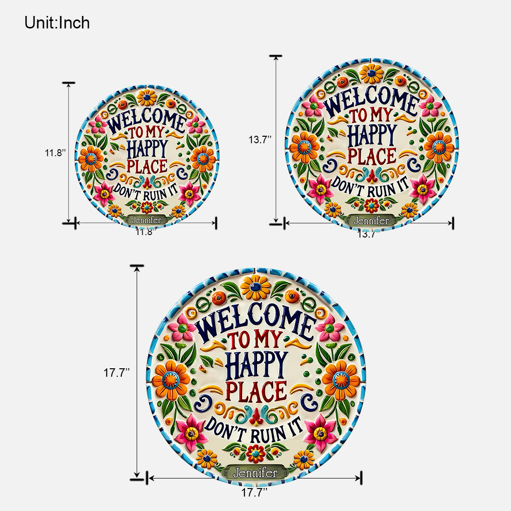 Bienvenue dans mon havre de paix - Panneau en bois personnalisé de style hippie