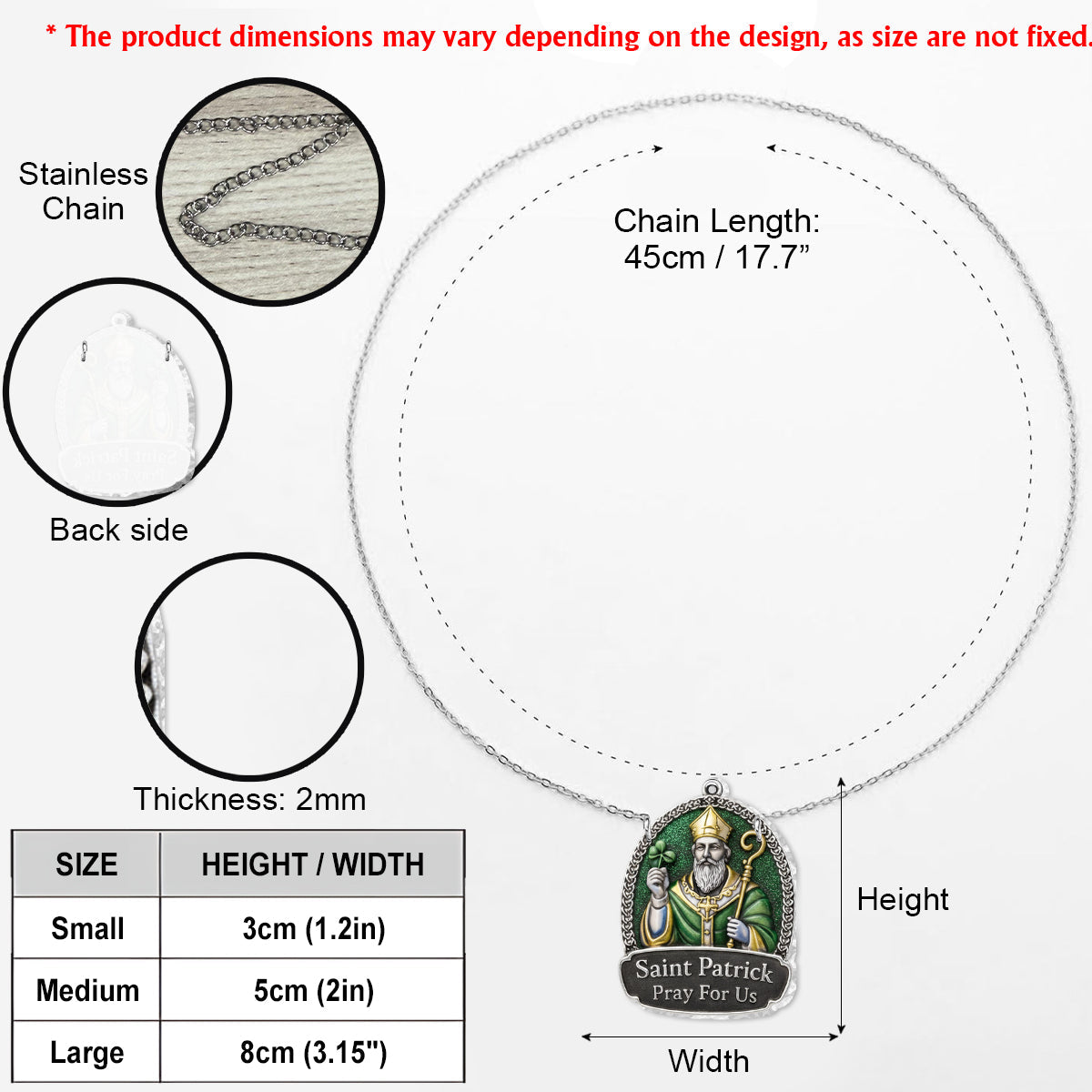 Collier pendentif en métal en forme de Saint-Patrick