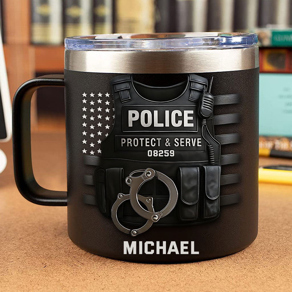 Protéger et servir - Mug isotherme de voyage personnalisé pour policier