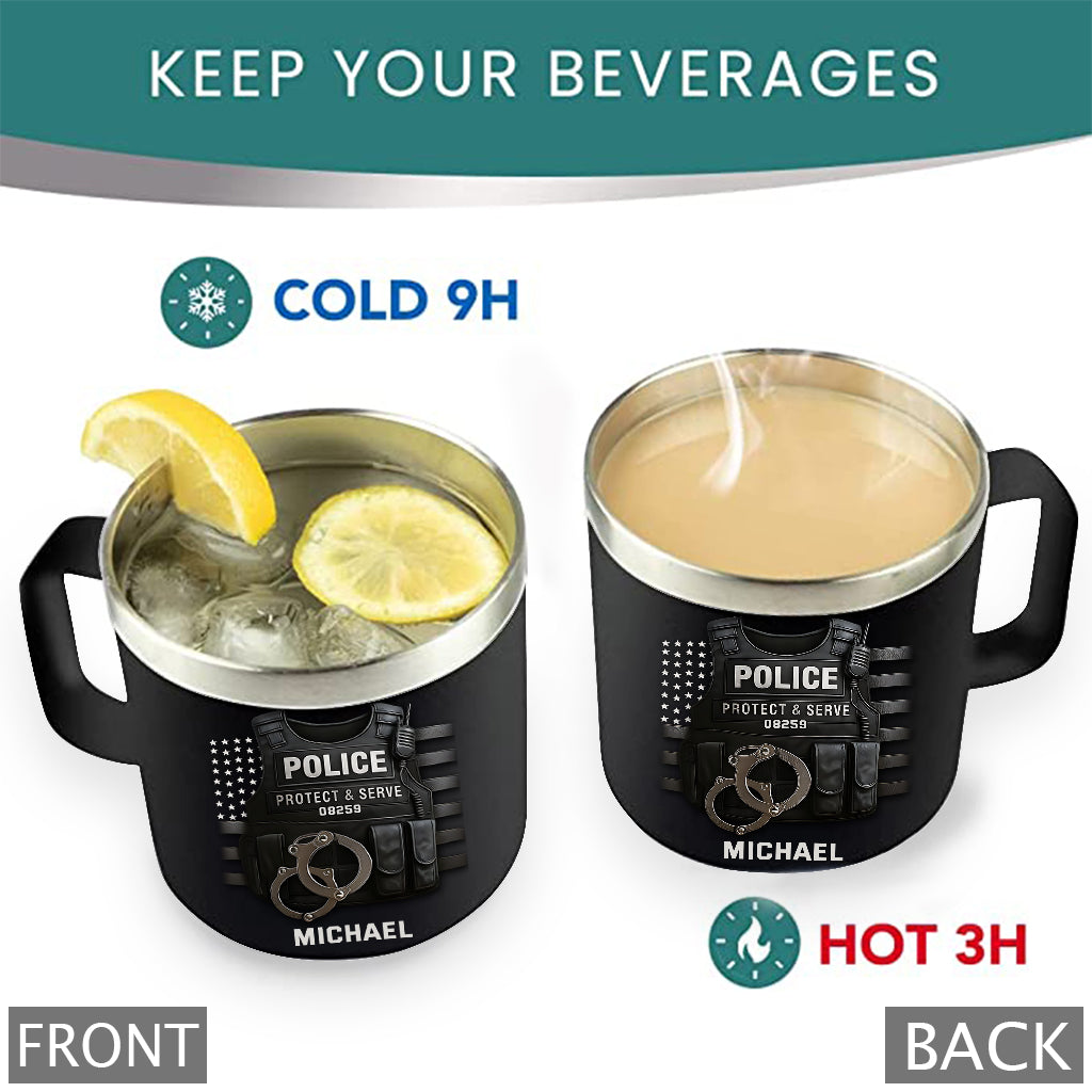 Protéger et servir - Mug isotherme de voyage personnalisé pour policier