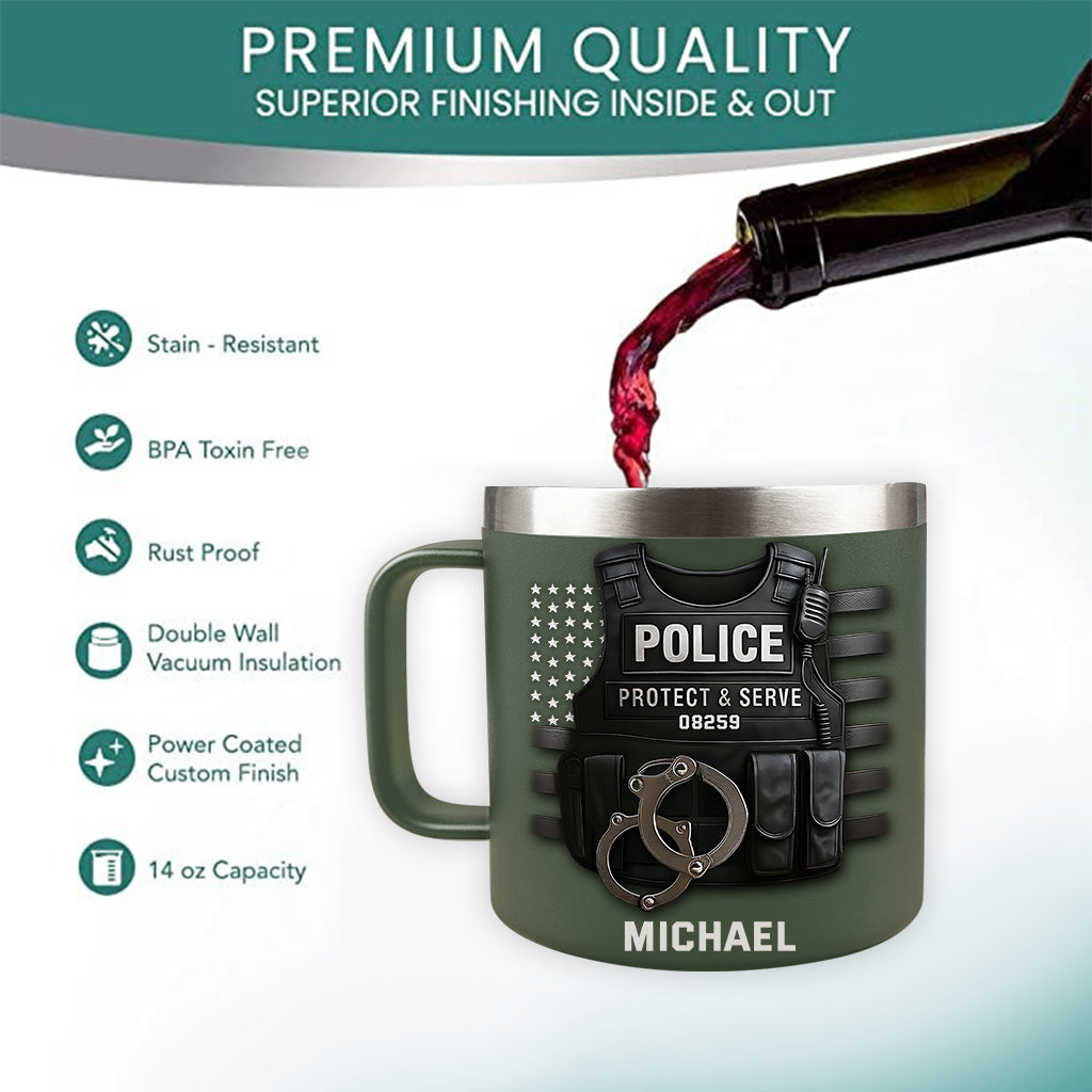 Protéger et servir - Mug isotherme de voyage personnalisé pour policier