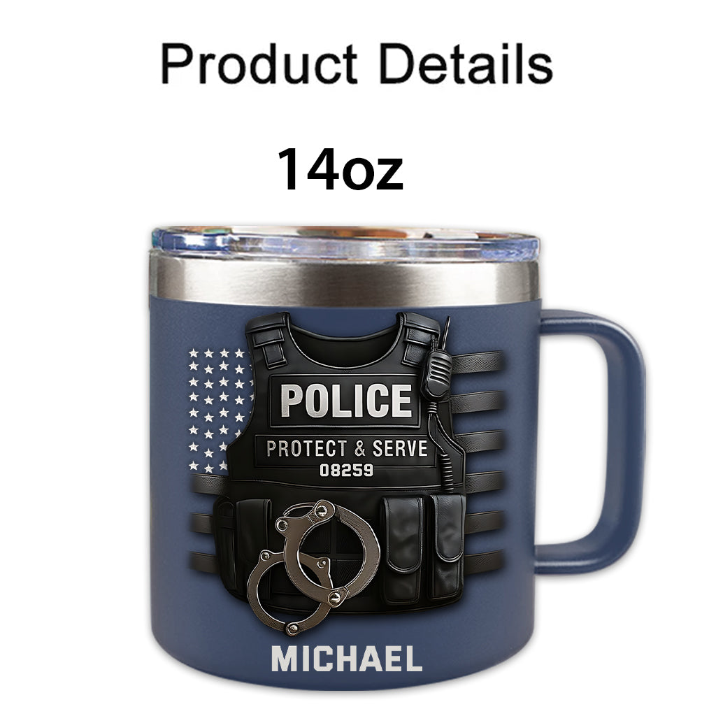 Protéger et servir - Mug isotherme de voyage personnalisé pour policier