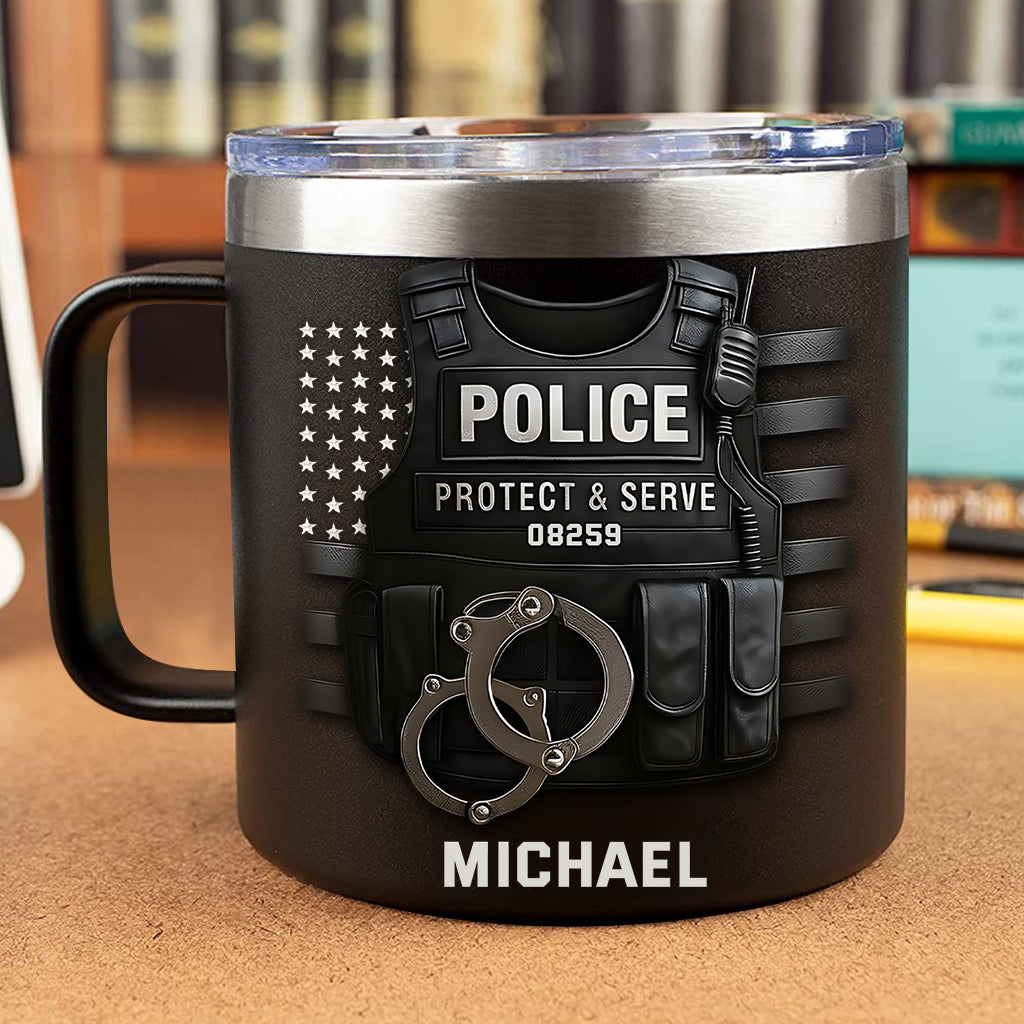 Protéger et servir - Mug isotherme de voyage personnalisé pour policier