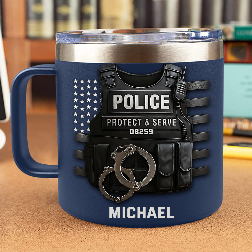Protéger et servir - Mug isotherme de voyage personnalisé pour policier