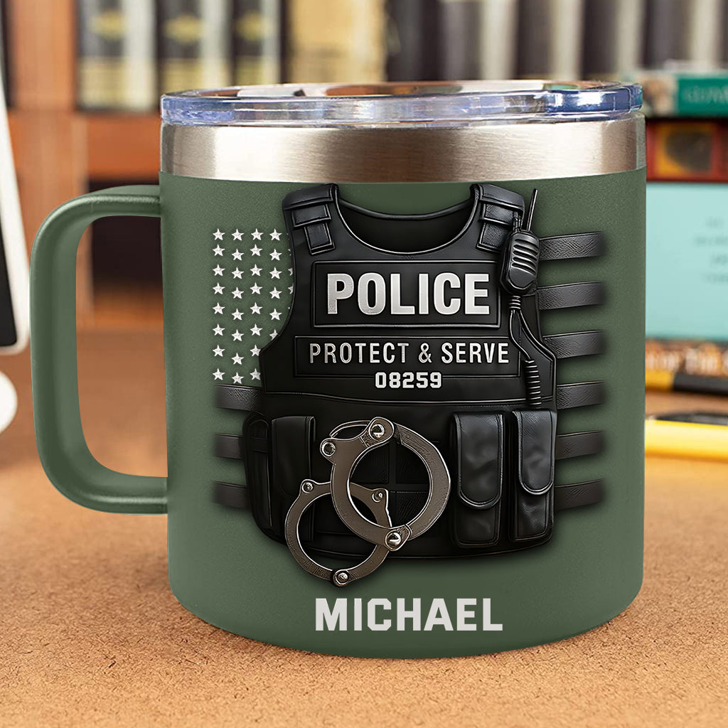Protéger et servir - Mug isotherme de voyage personnalisé pour policier