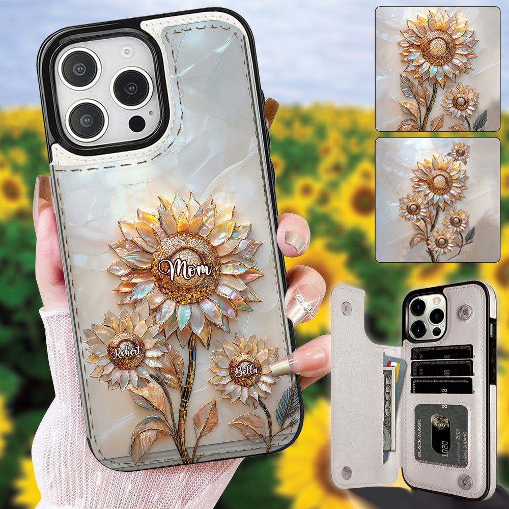 Bonne fête des mères ! Étui portefeuille pliable personnalisé pour téléphone portable.