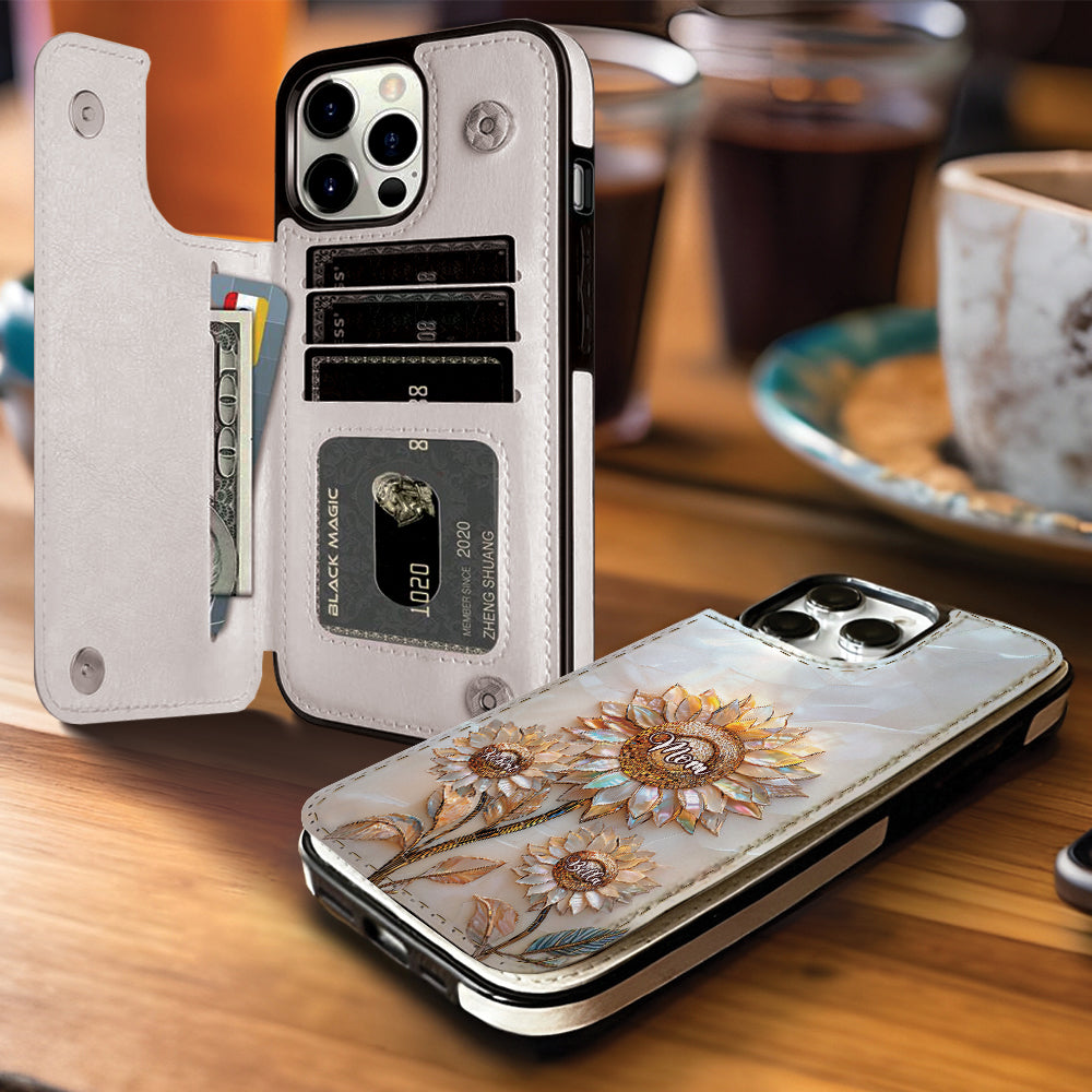Bonne fête des mères ! Étui portefeuille pliable personnalisé pour téléphone portable.