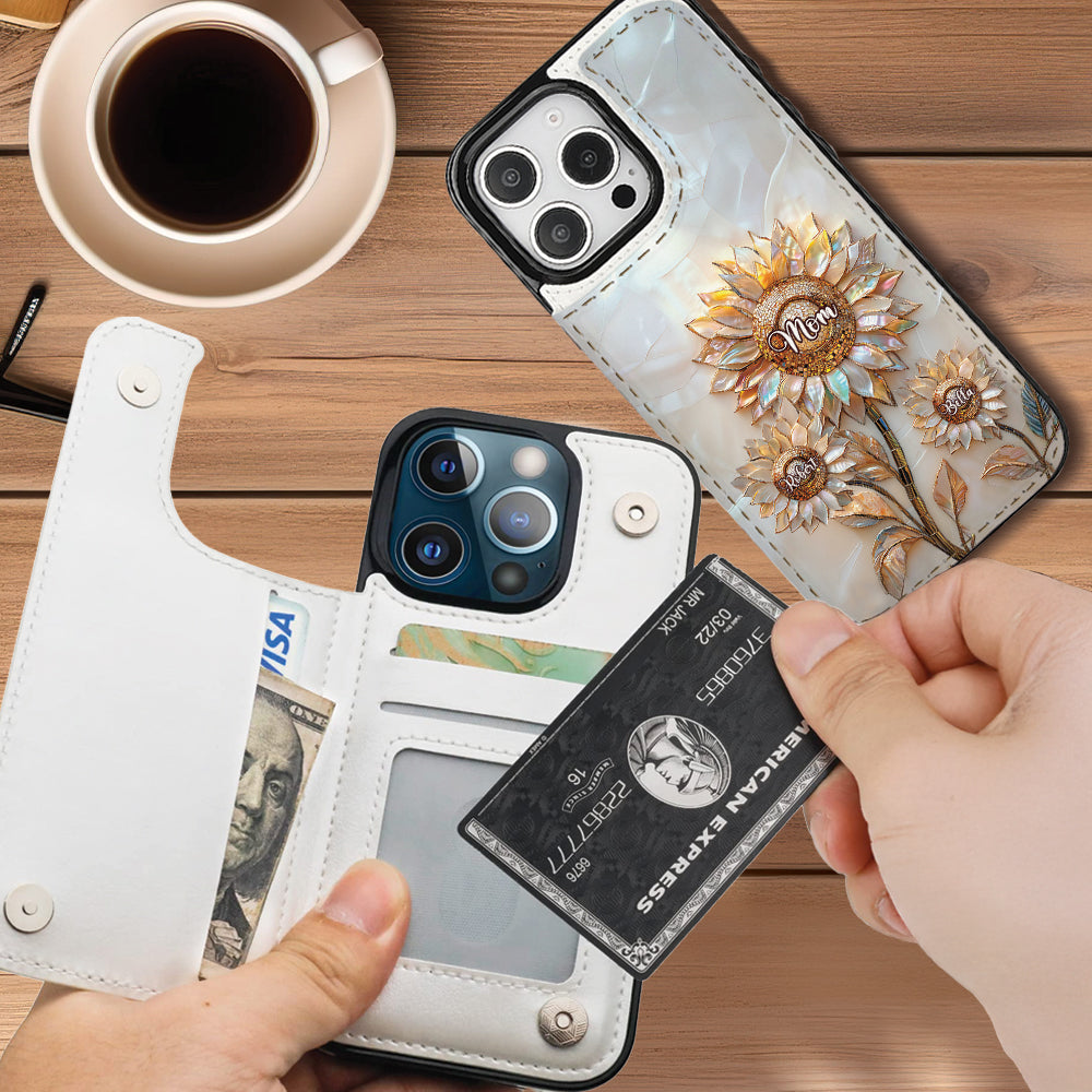 Bonne fête des mères ! Étui portefeuille pliable personnalisé pour téléphone portable.