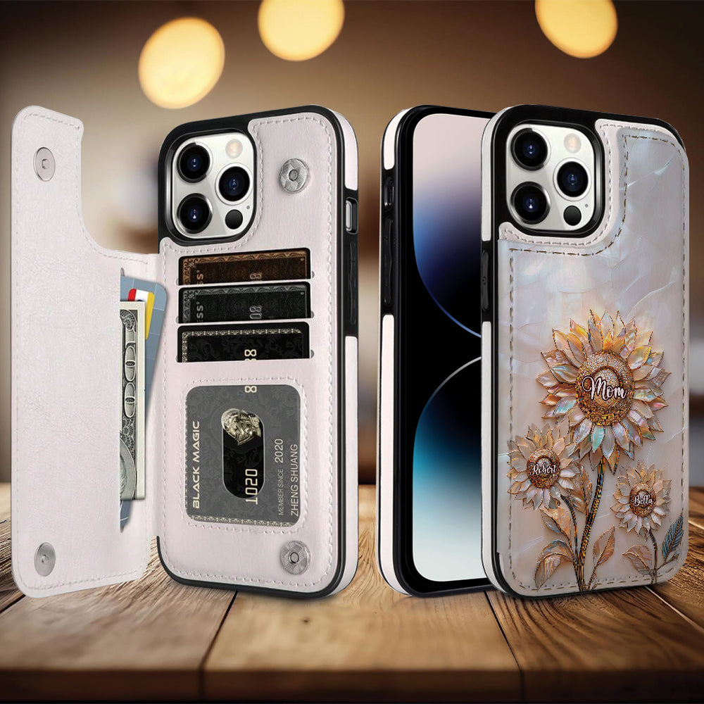 Bonne fête des mères ! Étui portefeuille pliable personnalisé pour téléphone portable.