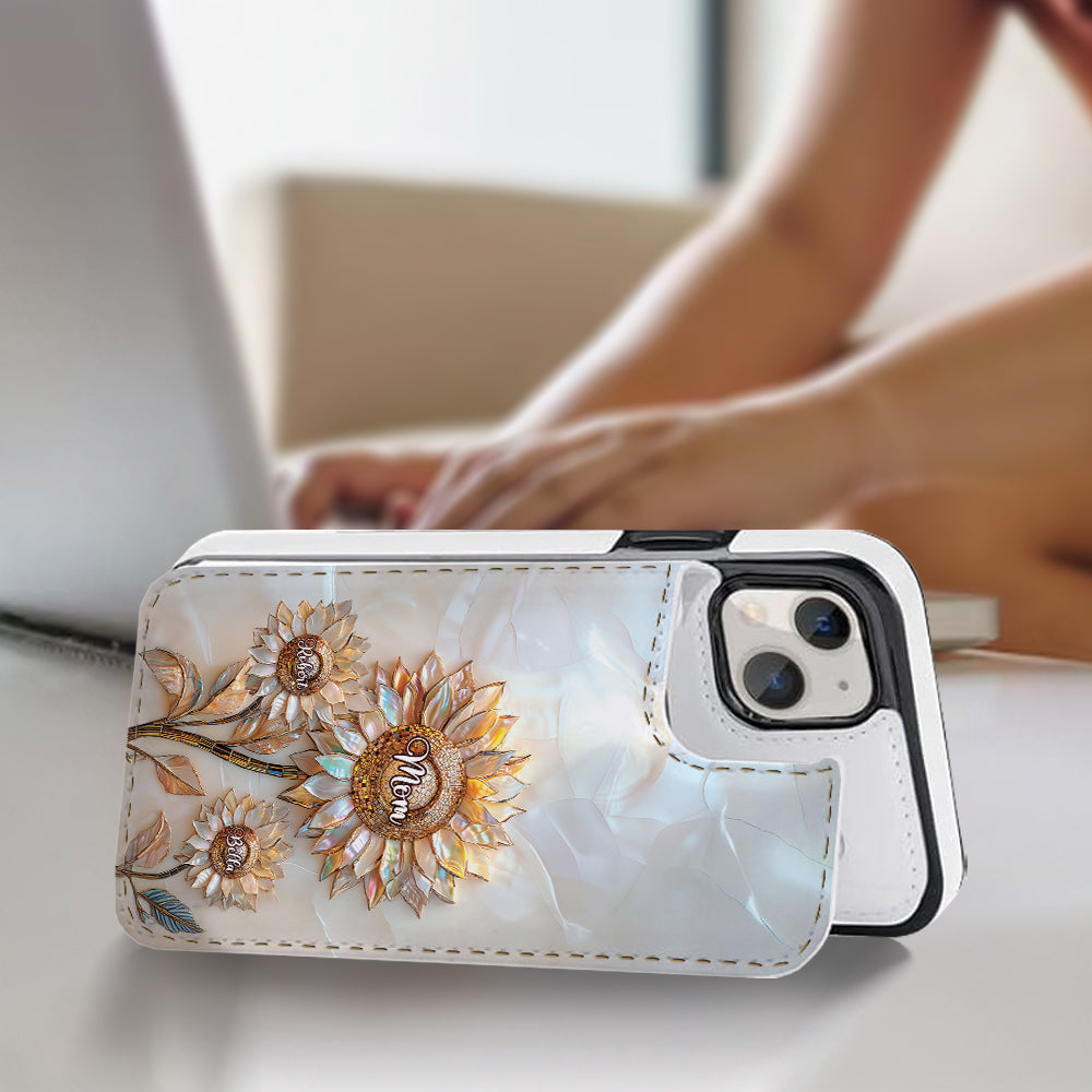 Bonne fête des mères ! Étui portefeuille pliable personnalisé pour téléphone portable.