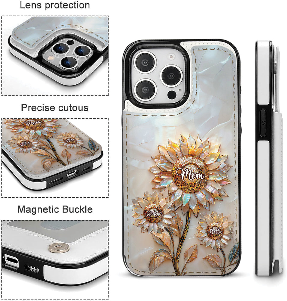 Bonne fête des mères ! Étui portefeuille pliable personnalisé pour téléphone portable.